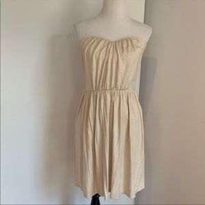 EXPRESS gold strapless dress medium